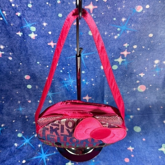 Hello Kitty Sanrio 2012 Pink Sequin Satin Face Bag Purse - Picture 12 of 16